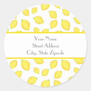 'Watercolor Lemon Pattern'  Labels