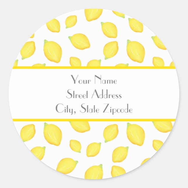 'Watercolor Lemon Pattern'  Labels (Front)