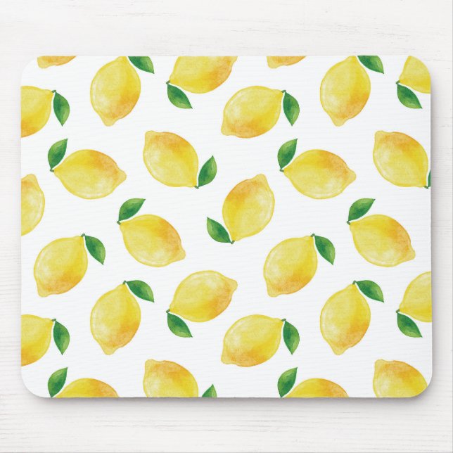Watercolor Lemon Pattern Mouse Pad (Front)