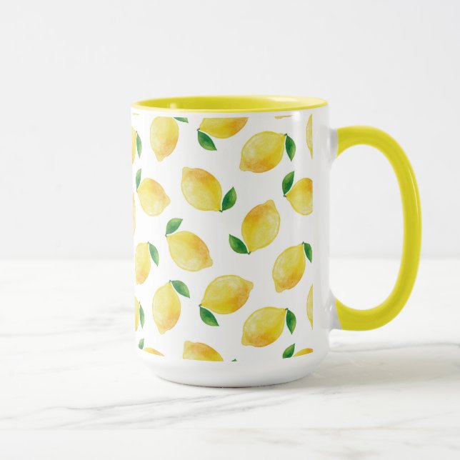 Watercolor Lemon Pattern Mug (Right)