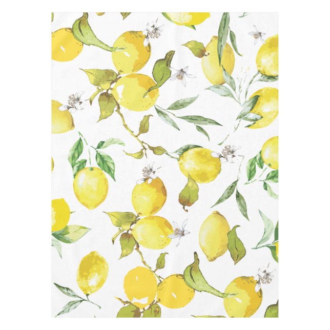 Watercolor Lemon Pattern Tablecloth (Front)