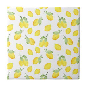 Watercolor Lemon Pattern Tile