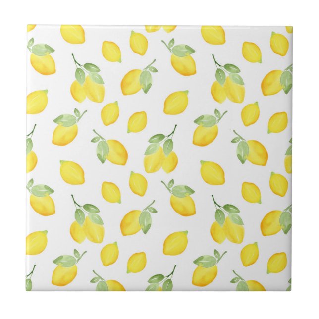 Watercolor Lemon Pattern Tile (Front)