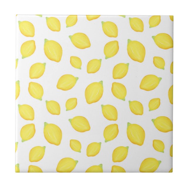 Watercolor Lemon Pattern Tile (Front)