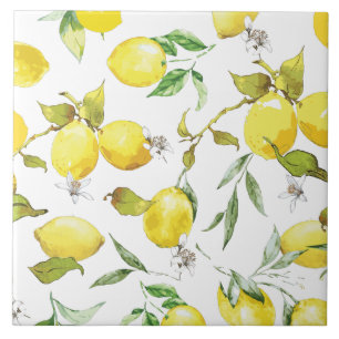 Watercolor Lemon Pattern Tile