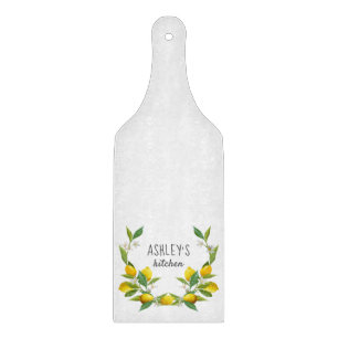 Watercolor Lemon personalized Cutting Board