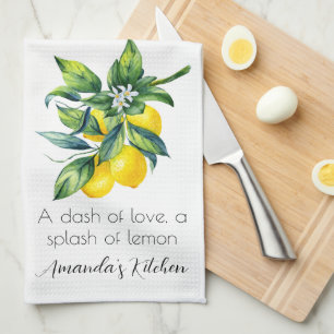 Watercolor Lemon Personalized Kitchen Towel