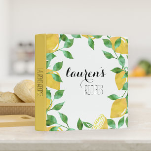 Watercolor Lemon Personalized Recipe Binder