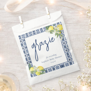 Watercolor Lemon Positano Baby Shower Favour Bag