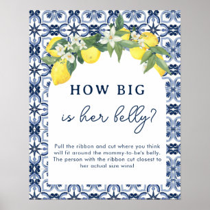 Watercolor Lemon Positano Baby Shower Games Poster