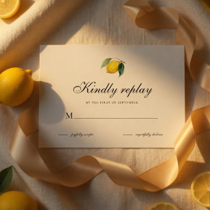 Watercolor Lemon RSVP Card   Mediterranean Citrus 