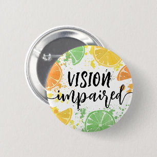 Watercolor Lemon Script Typography Vision Impaired 2 Inch Round Button