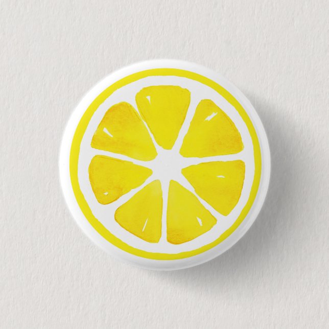 Watercolor Lemon Slice 1 Inch Round Button (Front)