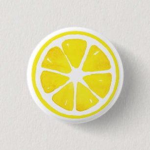 Watercolor Lemon Slice 1 Inch Round Button