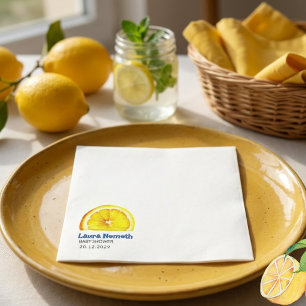 Watercolor Lemon Slice Baby Shower Napkin