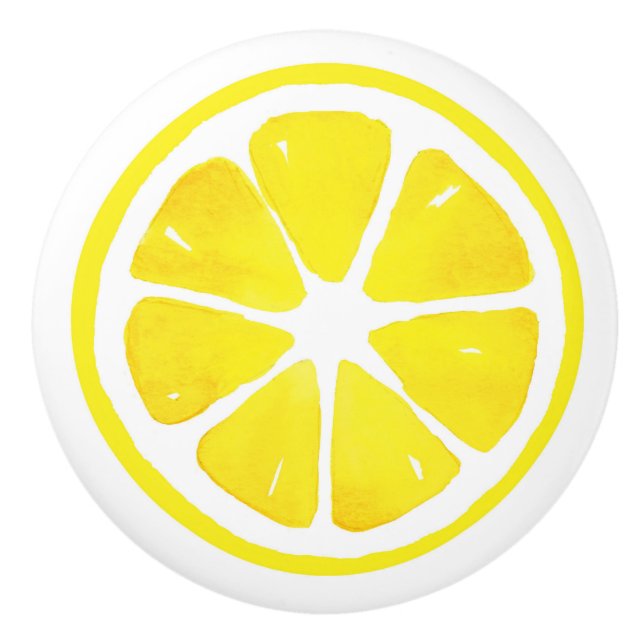 Watercolor Lemon Slice Ceramic Knob (Front)