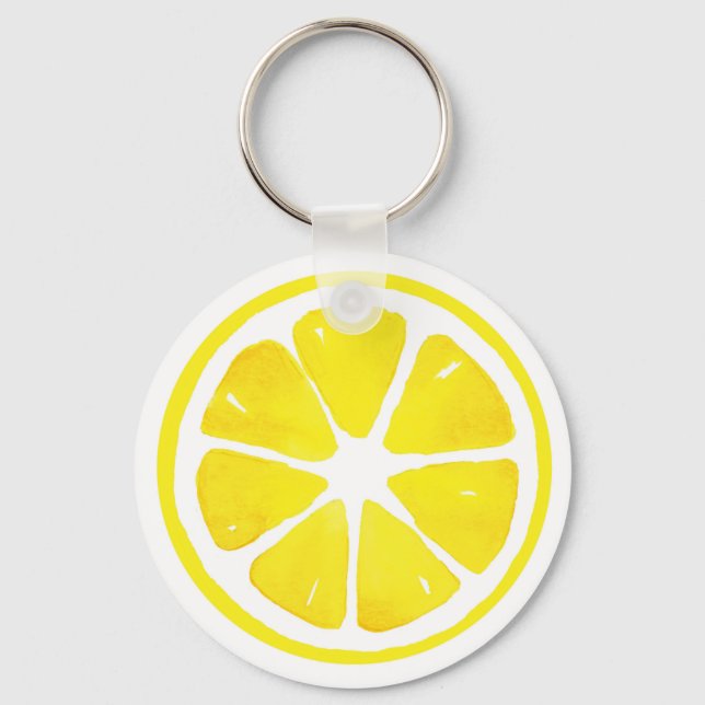 Watercolor Lemon Slice  Keychain (Front)