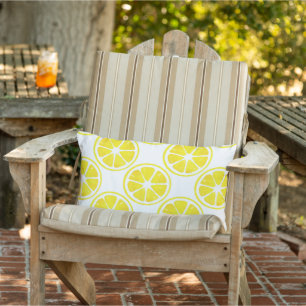 Watercolor Lemon Slice Pattern  Lumbar Pillow