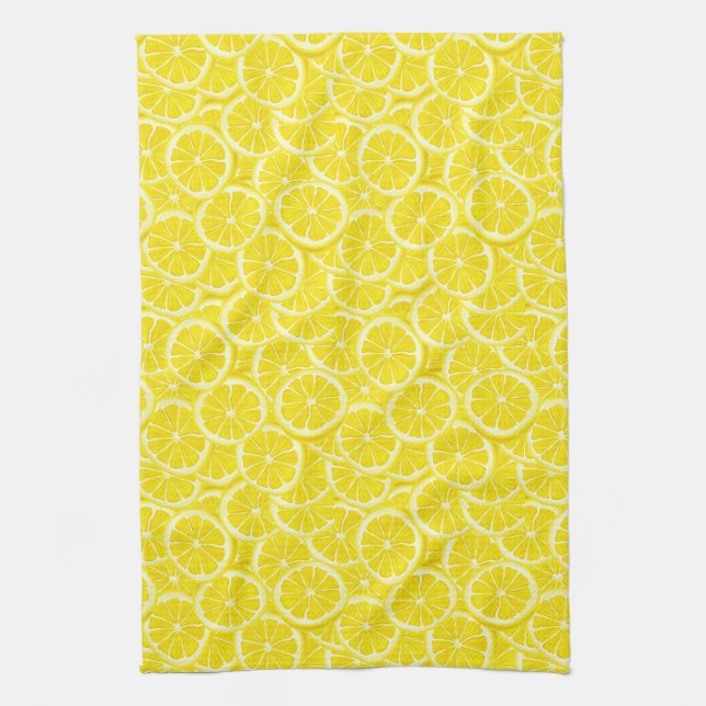 Watercolor Lemon Slices Kitchen Towel (Vertical)