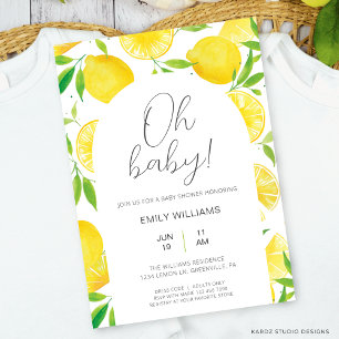 Watercolor Lemon Summer Oh Baby Baby Shower Invitation