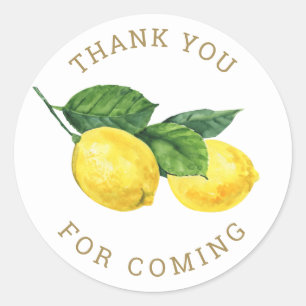 Watercolor Lemon Thank You   Citrus Baby Shower Classic Round Sticker