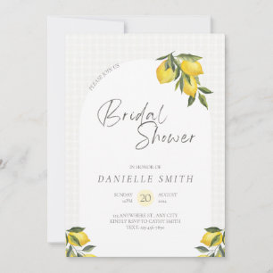 Watercolor Lemon Theme Bridal Shower Invitation