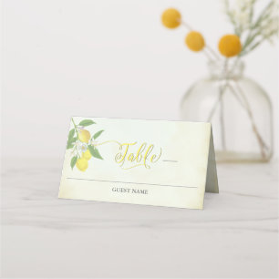 Watercolor Lemon Theme Place Cards Formal Dinner