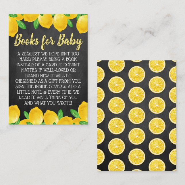 Watercolor Lemon Tree Baby Shower Book Request Enclosure Card (Front/Back)
