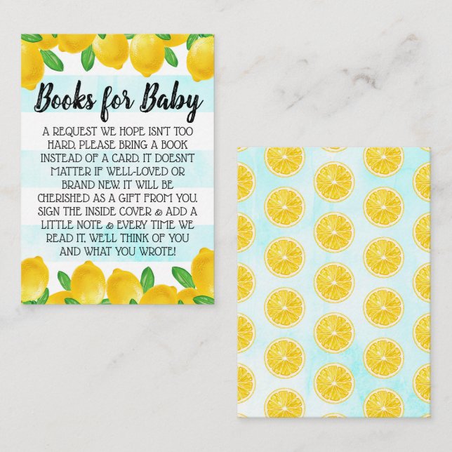 Watercolor Lemon Tree Baby Shower Book Request Enclosure Card (Front/Back)