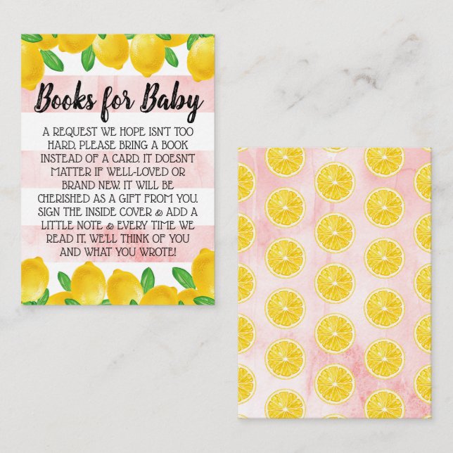 Watercolor Lemon Tree Baby Shower Book Request Enclosure Card (Front/Back)