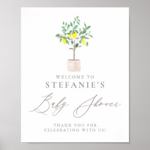 Watercolor Lemon Tree Baby Shower Welcome Poster
