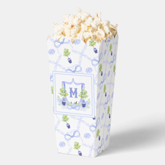 Watercolor Lemon Tree Monogram Crest Favor Box (Popped)