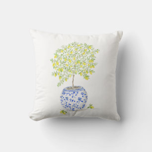 Watercolor Lemon Tree Throw Pillow