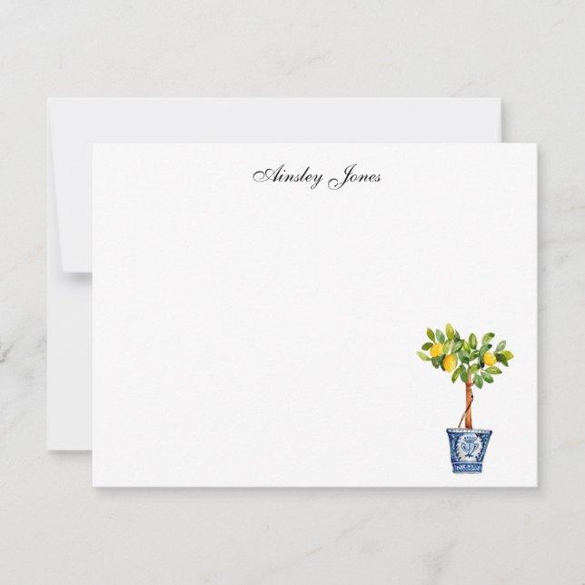 Watercolor Lemon tree topiary  Thank You Card (Front)