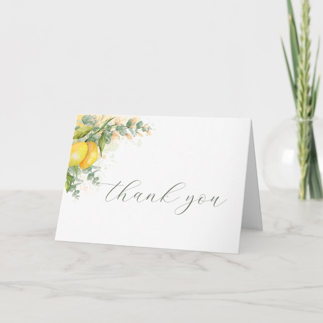 Watercolor Lemon Wedding Thank You Card (Front)