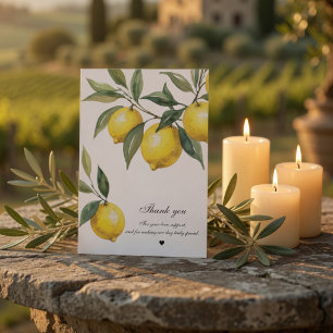 Watercolor Lemon Wedding  Thank You Card