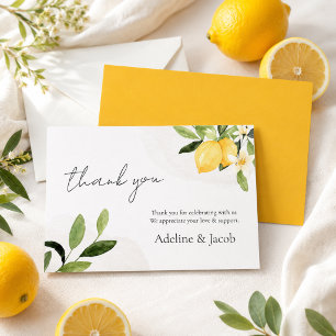 Watercolor Lemon Wedding Thank You Card