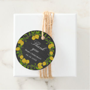 Watercolor lemon wreath chalkboard thank you gift favour tags