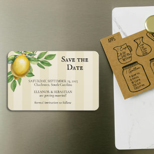 Watercolor Lemon Yellow Citrus Rustic Wedding Magnet
