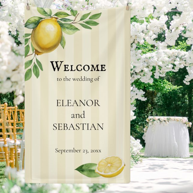 Watercolor Lemon Yellow Citrus Wedding Welcome Banner (Creator Uploaded)