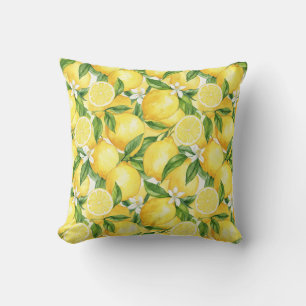 Watercolor Lemon Zest Throw Pillow
