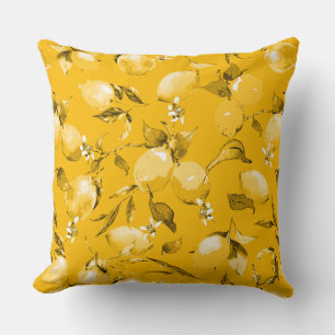 Watercolor lemons 10 throw pillow