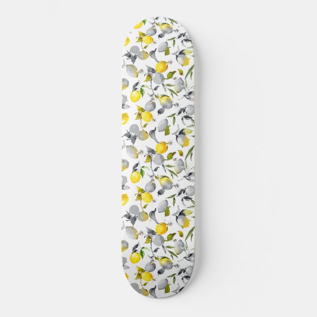 Watercolor lemons 14 skateboard (Front)