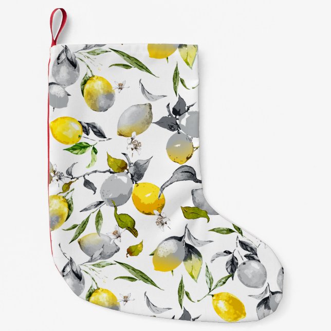 Watercolor lemons 14 small christmas stocking (Front)