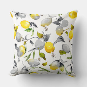 Watercolor lemons 14 throw pillow