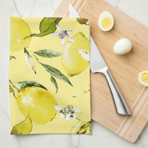 Watercolor lemons 15 kitchen towel