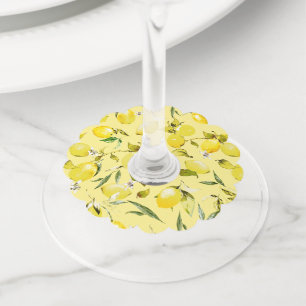 Watercolor lemons 16 wine glass tag