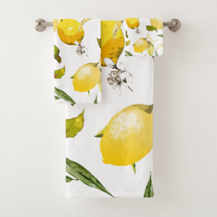 Watercolor lemons 17 bath towel set