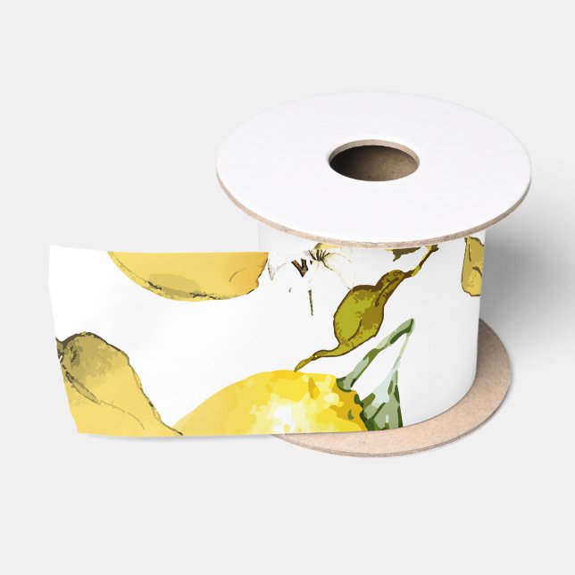 Watercolor lemons 17 satin ribbon (Spool)