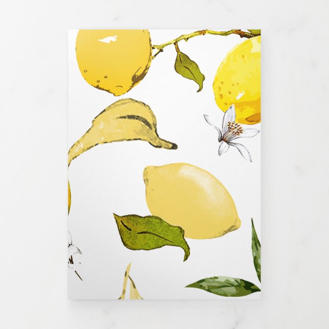 Watercolor lemons 17 Tri-Fold holiday card (Cover)